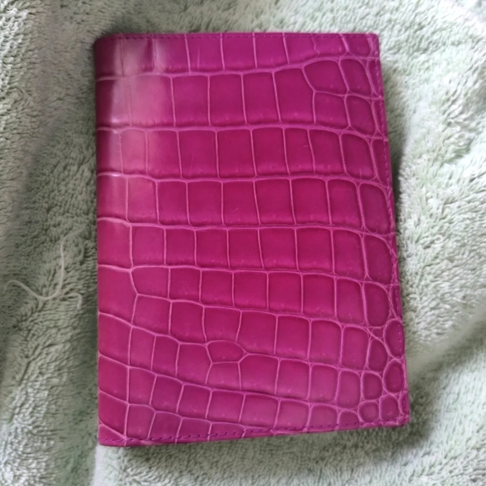 TIFFANY Fuchsia Genuine Crocodile Passport Cover And Card Holder